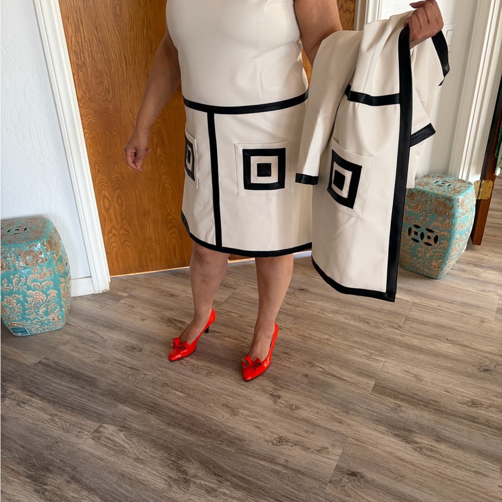 STYLEWE Cream Midi Dress with Black Contrast Trim - Picture 6 of 7
